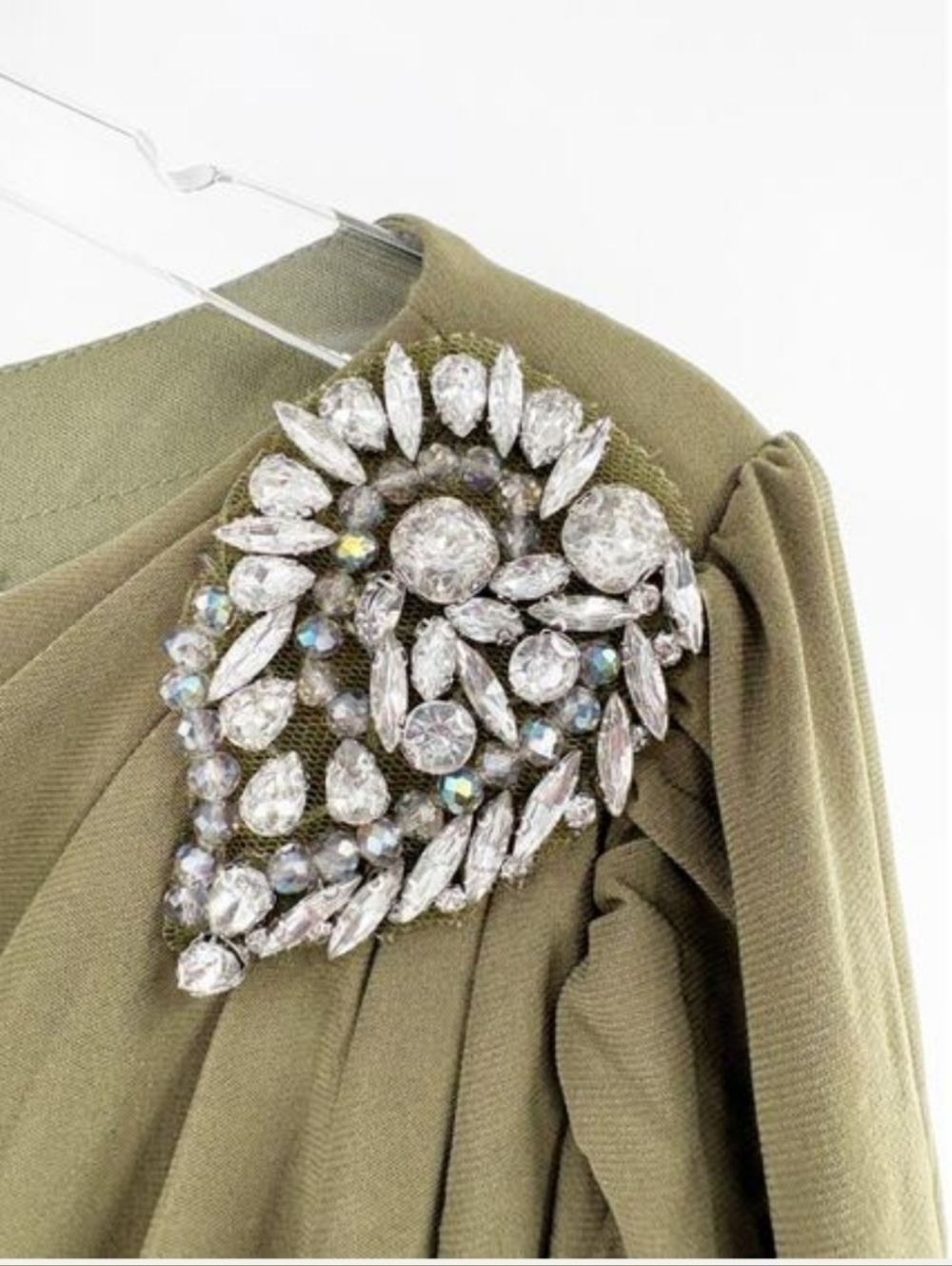 MAC DUGGAL Dress Size 14 Evening Gown NEW Green Draped Bateau Long Slv Trumpet